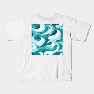 Ephemeral Crests: Hokusai Waves Reimagined Kids T-Shirt